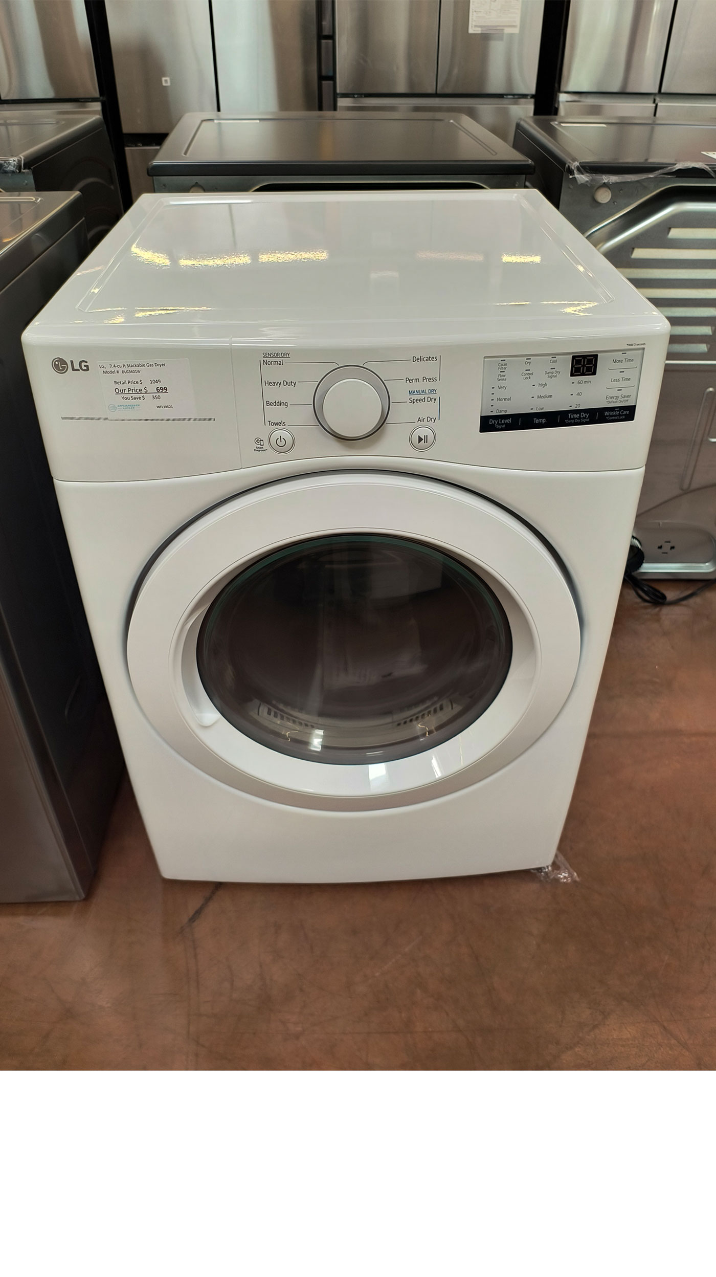 27" LG DLG3401W 7.4 cu.ft. Front Load Gas Dryer - Image 6