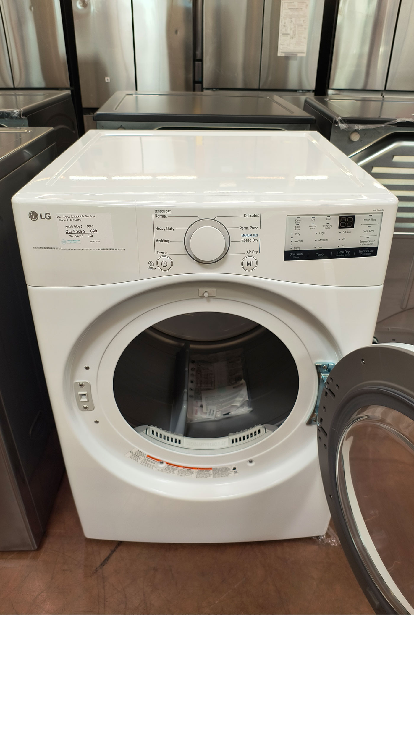 27" LG DLG3401W 7.4 cu.ft. Front Load Gas Dryer - Image 7