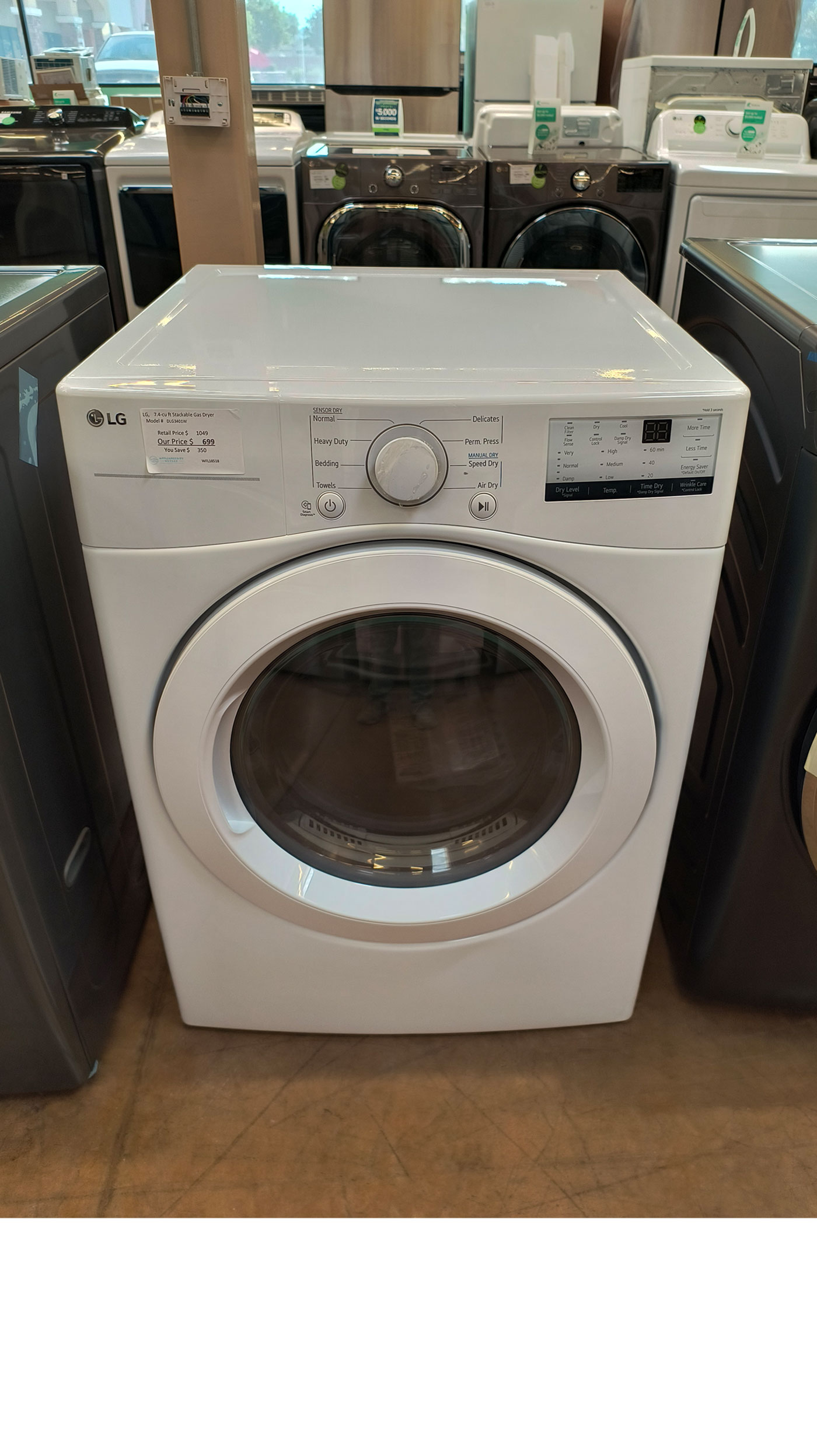 27" LG DLG3401W 7.4 cu.ft. Front Load Gas Dryer - Image 6