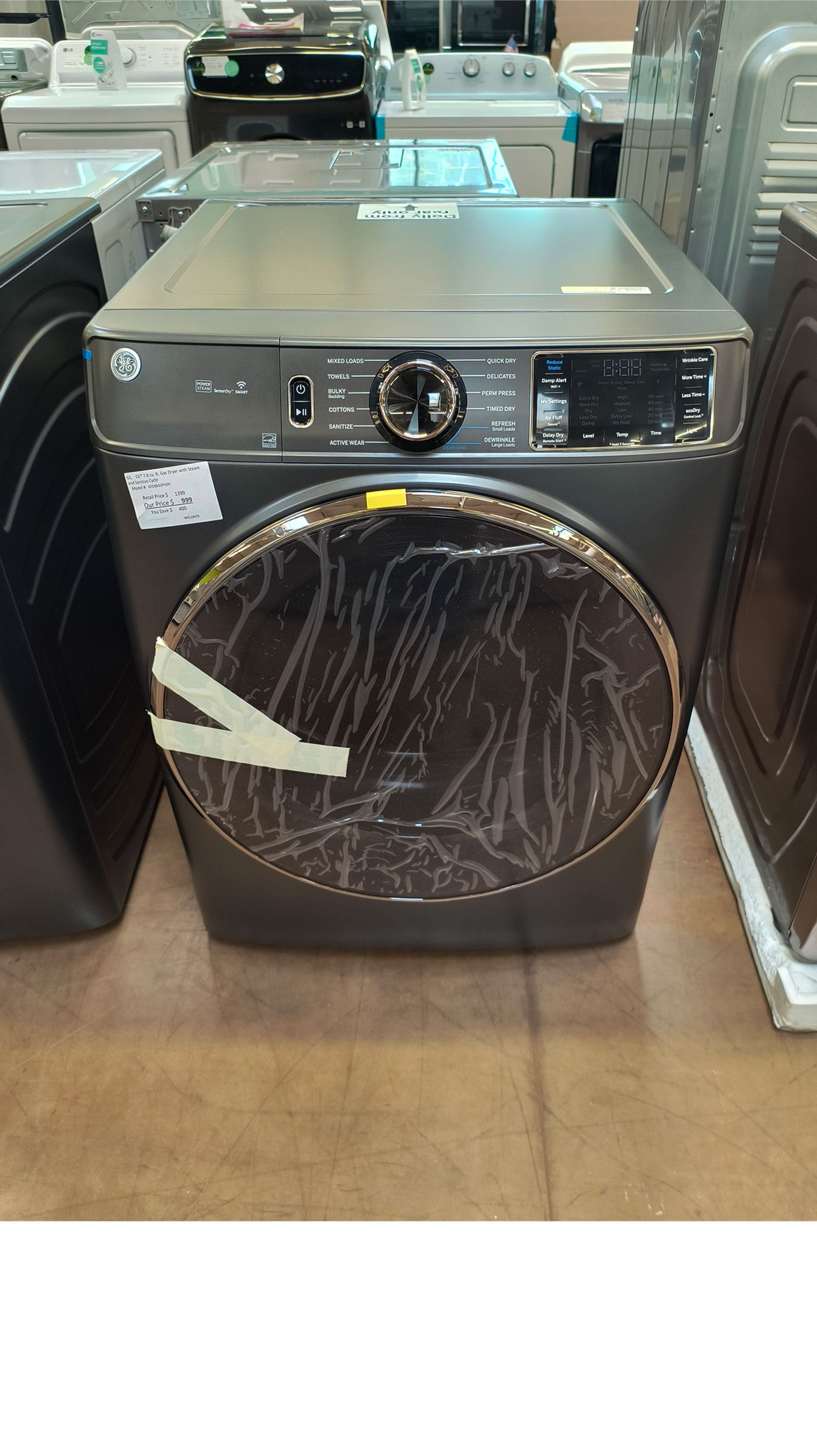 28" GE GFD65GSPVDS 7.8 cu.ft. Smart Gas Dryer - Image 4