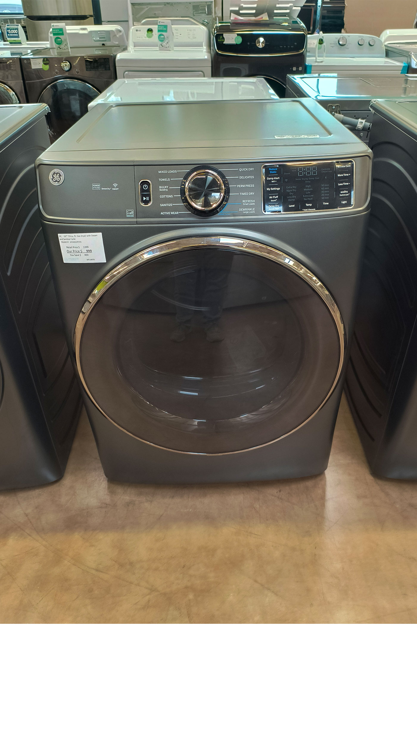 28" GE GFD65GSPVDS 7.8 cu.ft. Smart Gas Dryer - Image 4