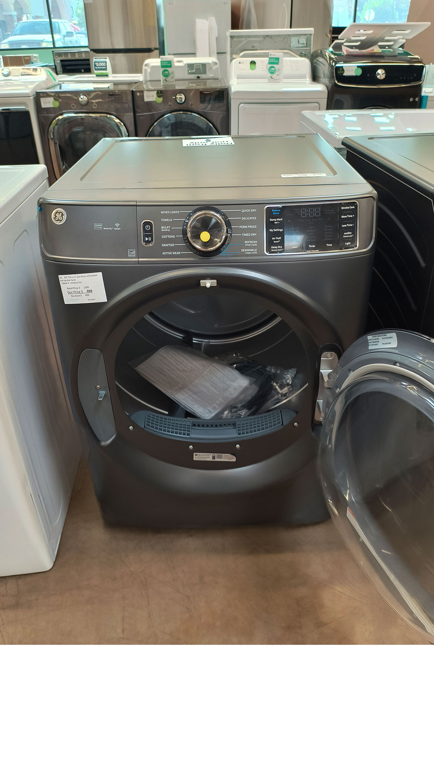 28" GE GFD65GSPVDS 7.8 cu.ft. Smart Gas Dryer - Image 5