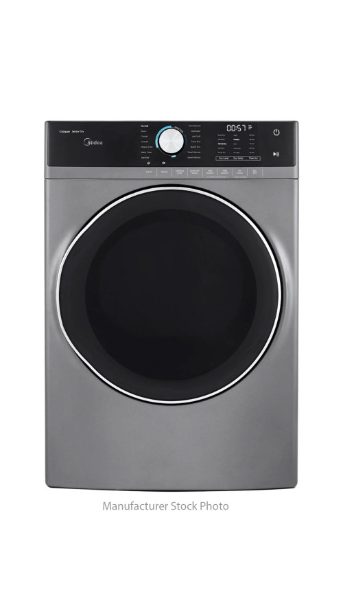 27" Midea MLG52S7AGS 8.0 cu.ft. Front Load Gas Dryer