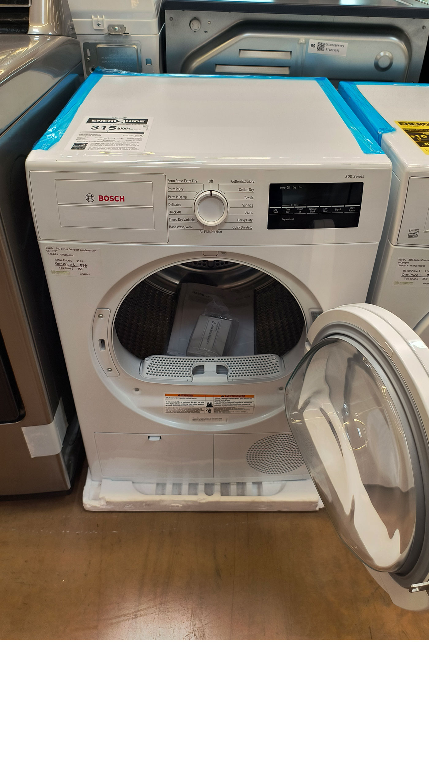 24" Bosch WTG86403UC Ventless Electric Dryer - Image 4